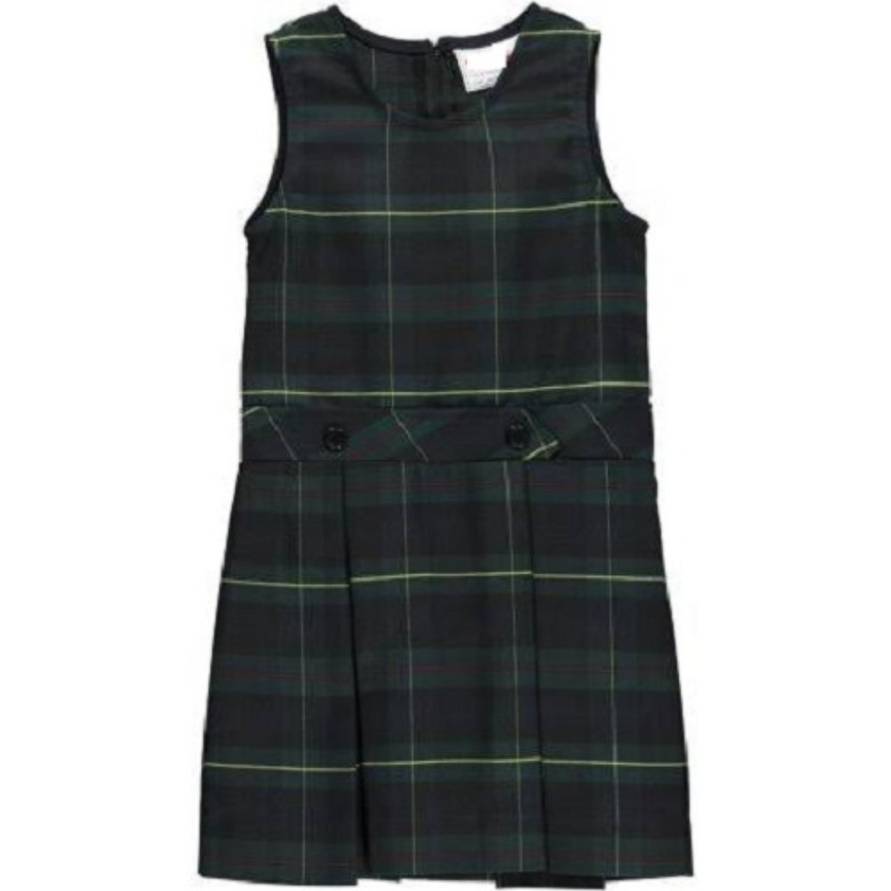 Girls Green Plaid School Uniform Jumper Dress 6X